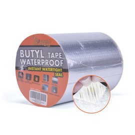 TAPEBEAR Butyl Tape, Waterproof Sealing Tape Aluminum Foil Tape, for RV Repair, Window, Silicone, Glass & EDPM Roof Leak Patching, Boat and Pipe Sealing, Silver, 6inch x16feet
