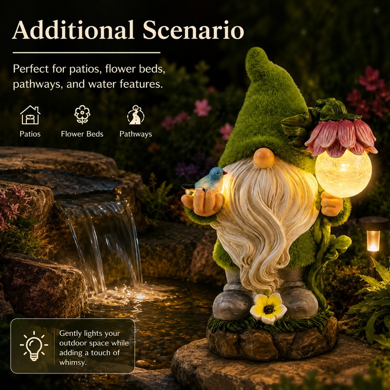 Solar Garden Gnome Light for Outdoor Decor – Resin LED