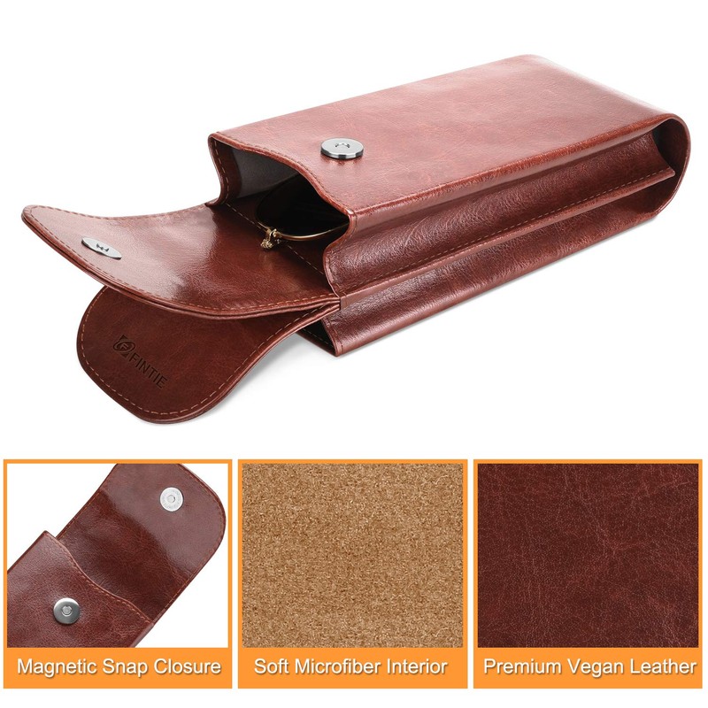 Fintie Double Eyeglass Case with Carabiner Hook, Portable Vegan Leather