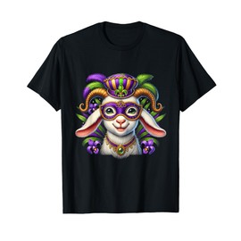 Mardi Gras Goat With Mask Farm Animal Goat Lover Festival T-Shirt