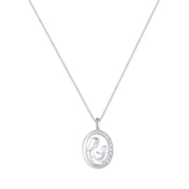 Elli Necklace 925 Silver Mother Child Pendant Women's Chain Crystal Jewellery Gifts for Women Girls Mum Girlfriend Mother's Day Birth Silver Chain Length 45 cm, Sterling Silver, Crystal