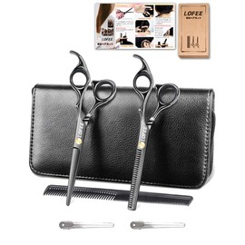 Haircut Shears Set Left and Right Professional/Beginner Hairdresser Self Cut Cut Scissors with Case & Clip Pin
