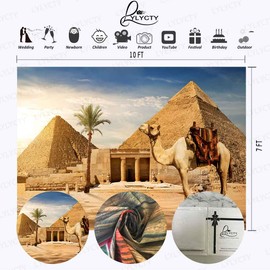 LYLYCTY 10×7ft Egyptian Pyramids Green Natural Scenic Backdrops for Photography Digital Wedding Backgrounds for Photo Studio 107-514