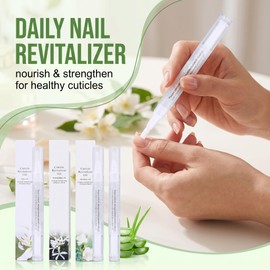 FIQLUL 4PCS Penna per Cura Unghie e Cuticole, Olio Nutriente con Gelsomino, Aloe, Osmanto e Giglio, Trattamento Riparatore per Unghie Fragili e Danneggiate, Set Manicure Portatile con Pennello