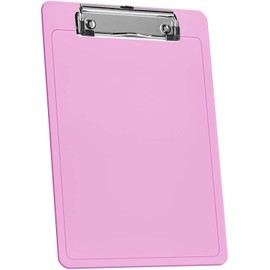 Acrimet Clipboard Memo Size A5 (23,5 cm x 16 cm) Low Profile Clip (Plastic) (Clear Pink Color) (3 Pack)