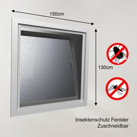 GOZINA 3 Stck Fliegengitter Fenster, Insektenschutz Fenster Zuschneidbar, Fliegengitter Fenster ohne Bohren, selbstklebend 1.3m * 1.5m, Kinderleichte Montage, Zuschneider Inklusive