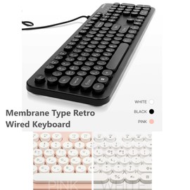 GASHINA STORY Korean/English Keyboard Retro and simple design full size keyboard for Desktop, Computer, Notebook, Laptop (Black)