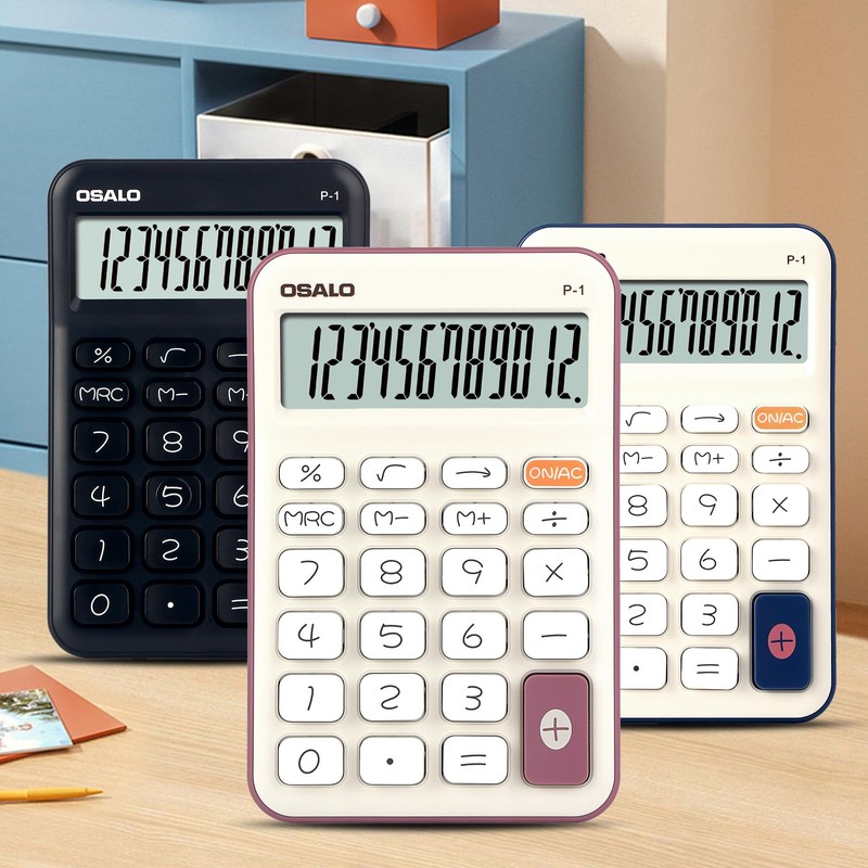 Pendancy Cute Compact Desk Calculator, 12-Digit LCD Display, Basic Functions,