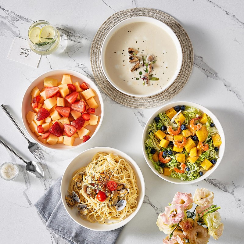 MALACASA 48 Oz Pasta Bowls Set of 4, 9 Inch