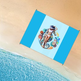 WTVIDAS Large Beach Blanket Waterproof Sandproof 108"x 82" for 1-6 Adults,Quick Drying Beach Mat,Lightweight & Durable,Beach Essentials for Family Beach Camping Travel Picnic