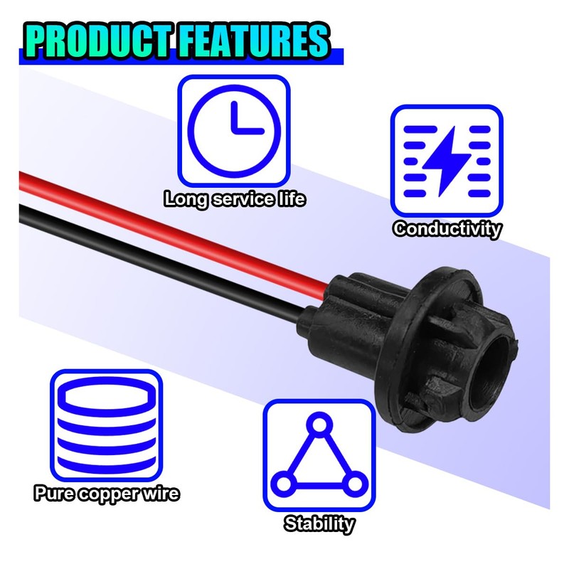 UHANBUT T10 W5W 194 Bulb Socket with Wire Pigtail, Universal