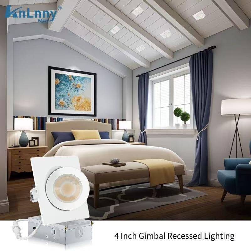 KnLnny Ware Square GimbalRecessed Lighting 4 Inch 6 Pack, Ajustable