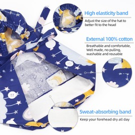 FADACHY Scrub Caps Women,Ponytail Holder Working Cap with Buttons Ribbon Tie Cotton Working Hat for Women Laies, Long Hair, 2 Pcs-singlel Layer, 5 1/8-7 7/8