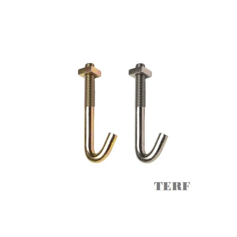 TERF® M8 X 200mm J Hook Bolts Zinc Yellow Plated