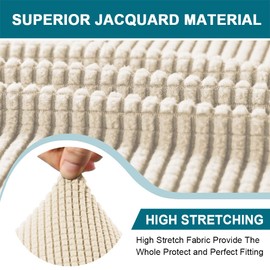 Turquoize 3 Piece T Cushion Sofa Slipcovers Sofa Cover for T Cushion Sofa Couches Stretch Couch Cover Furniture Covers with 2 Individual T Cushion Covers, Washable (2 Cushion Sofa, Biscotti Beige)