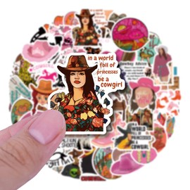Cowboy Girl Stickers,50 PCS Cowgirl Graffiti Vinyl Waterproof Decals for Water Bottles Computer Bicycle Skateboard Luggage Phone Pad Laptop Kids Teens Stickers Pack
