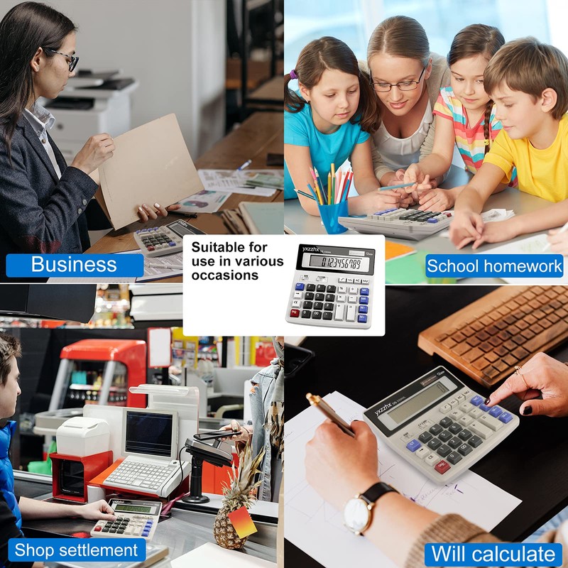 Desk Calculator 12 Digit Extra Large 4.3-Inch LCD Display, Two