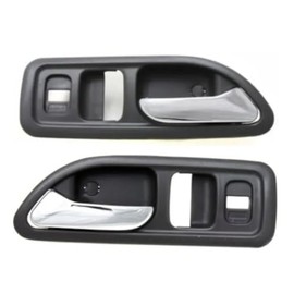 For Honda Accord 1994-1997 Door Handle Driver and Passenger Side Pair Front Interior Gray Bezel With Chrome Lever With Door Lock Button EX/LX/SE HO1352115, HO1353115 | 72166SV2003ZB, 72126SV2003ZB