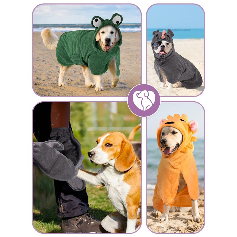 Bibykivn Dog Bathrobe, Quick-Drying Microfibre Bath Towel, Adjustable Dog Towel,