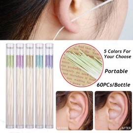 60Pcs Pink Earrings Hole Cleaner, Ear Floss Piercing Cleaner Earrings Hole Cleaner Disposable Piercing Aftercare Piercing Cleaning Line for Women Piercing Supplies