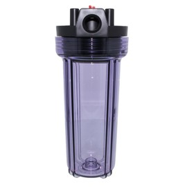 Neo-Pure 10" Standard Water Filter Housing, Clear Sump with Black Cap, 3/4" NPT Inlet/Outlet Ports, with Pressure Relief – Whole House Filtration