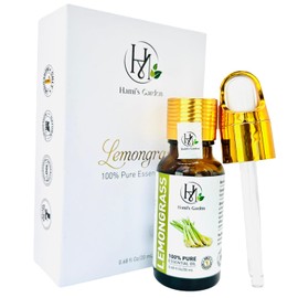 Hami’s Garden Lemongrass Essential Oil – 0.68 fl Oz/20 mL – 100% Pure and Natural – Premium Grade with Glass Dropper - for Diffusers, Home Care, Soap Making.