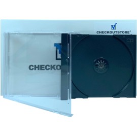 CheckOutStore (50) Standard Single 1-Disc CD Jewel Cases, Unassembled (Carton + Black Tray)