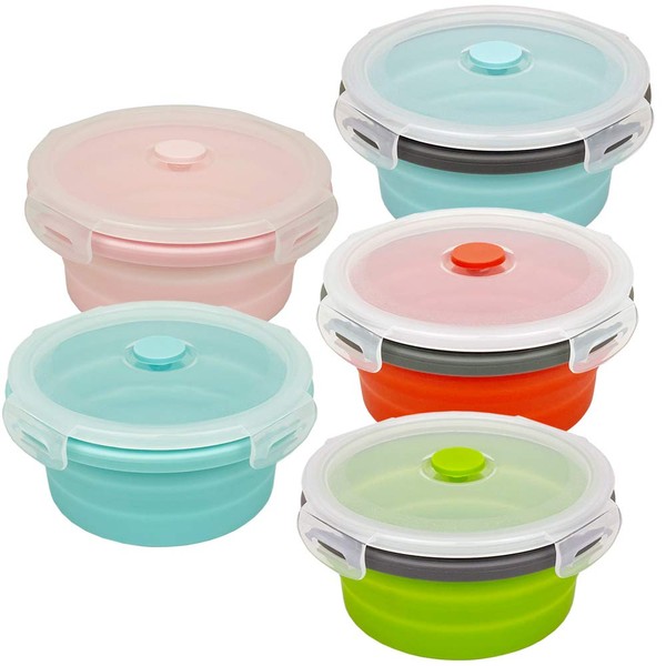 CARTINTS 800ml Silicone Collapsible Food Storage Containers-Prep/Storage Bowls with Lids