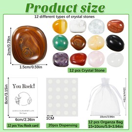 Teenyyou 12 Sets You Rock Gifts Inspirational Crystals Rocks with Cards Organza Bags Natural Gemstone Employee Appreciation Thank You Gifts for Teacher Team Staff Coworkers Graduation Party Favors