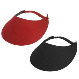 TOP HEADWEAR Women's Cotton Foam Visor- Stretch Sun Protection Hat, 2 PC Red/Black
