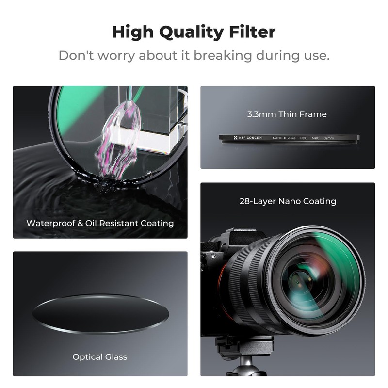 K&F Concept 55mm ND8 Filter, Waterproof 3 Stop Neutral Density