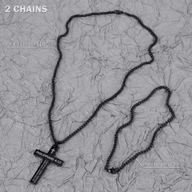 LeapoFaith Cross Pendant for Car Rear View Mirror Stainless Steel Lord's Prayer Cross Amulet Jewelry Men Christian Gift, Black