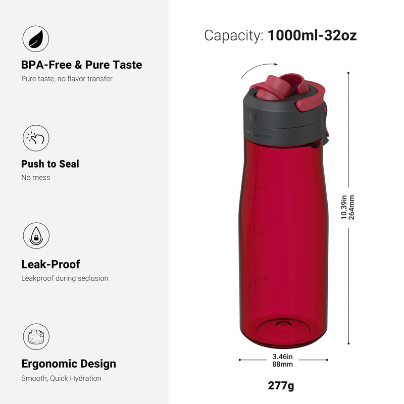 Super Sparrow Drinking Bottle 1 Litre - Tritan Water Bottle