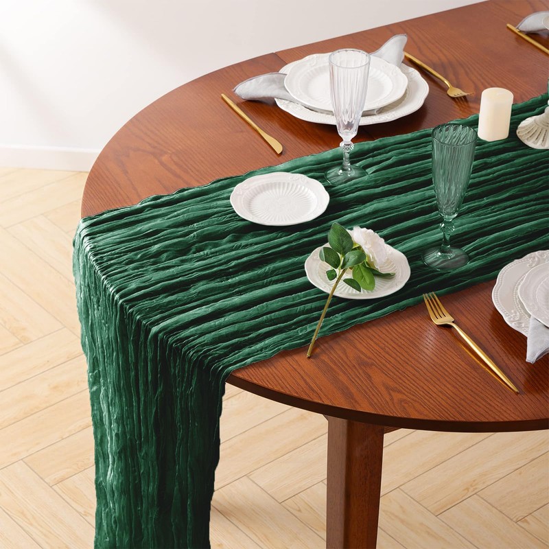 6 Pack Emerald Green Cheesecloth Table Runner 35 x 120