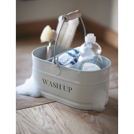 Garden Trading Original Wash Up Sink Storage Caddy Crafted in Wipeable Chalk Steel | 3 Inner Compartments For Easy Kitchen Storage | H14.5 X W27.5 X D17cm