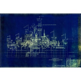 1955 Blueprint of the Disneyland Castle POSTER! (up to 24" x 36") - Vintage - Theme Park - California (16" x 20", Invert Blue)