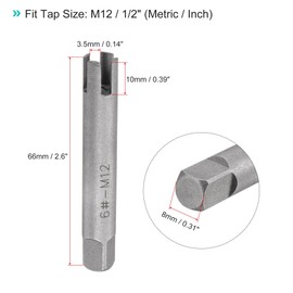 sourcing map Tap Extractors M12 / 1/2" (Metric/Inch), 4 Flutes Broken Stripped Screw Thread Tap Remover High Carbon Steel Tool