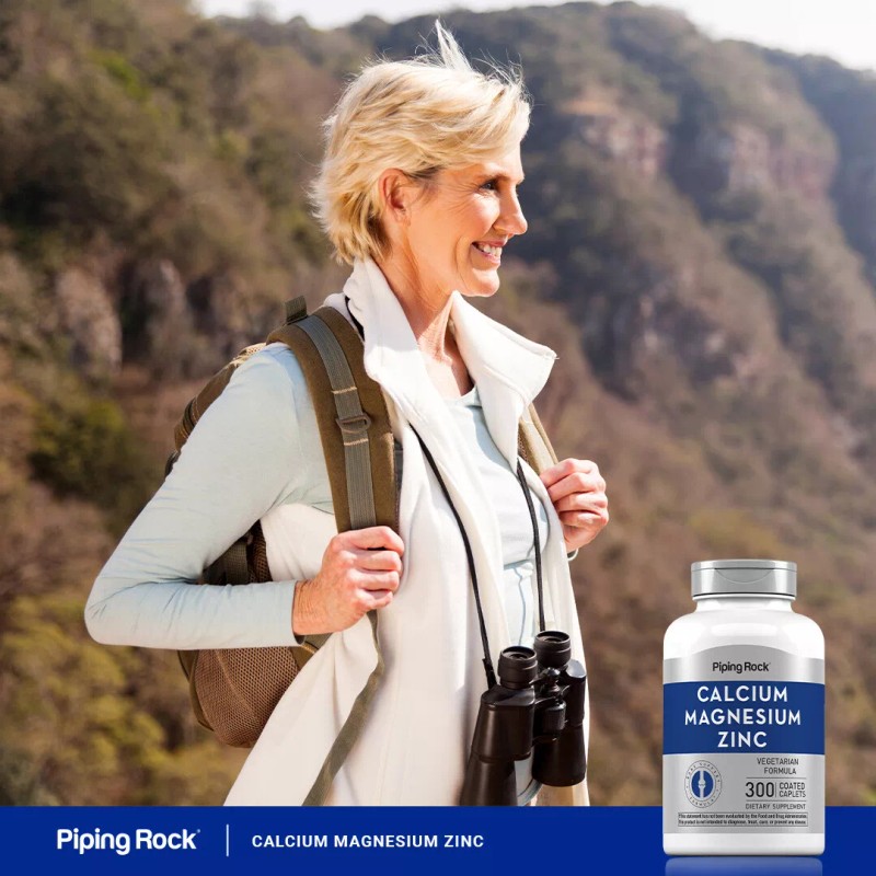 Piping Rock Calcium Magnesium Zinc Supplement | 300 Caplets |