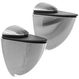 Merriway BH05820 (2 Pcs) Medium Matt Nickel Adjustable Shelf Glass Shelf Support 55 x 55 mm - Pack of 2 Pieces