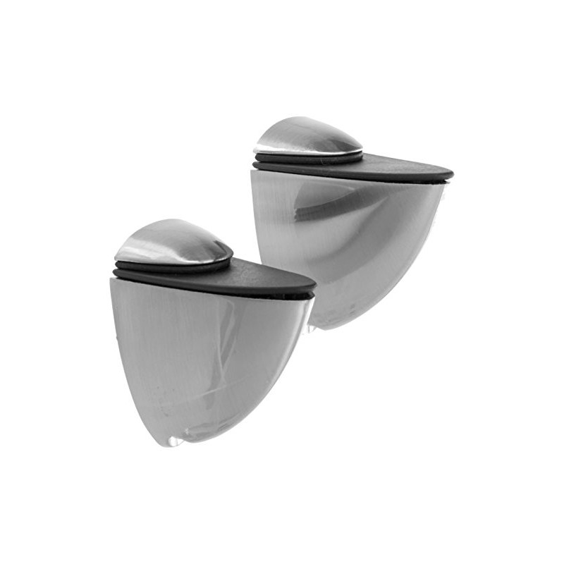 Merriway BH05820 (2 Pcs) Medium Matt Nickel Adjustable Shelf Glass