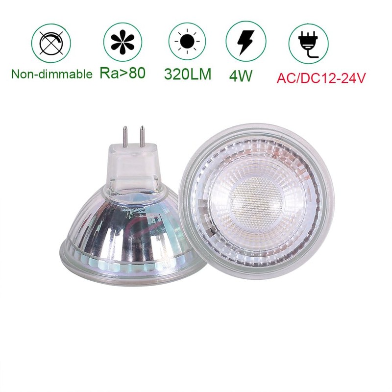 CIKAMIO MR16 12-24v Non-dimmable Low Voltage 4w cob led spot