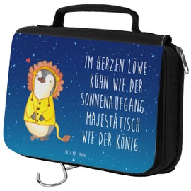 Mr. & Mrs. Panda Toiletry Bag Lion Astrology, blue, Hand Drawn