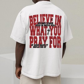 BINTEHGS Men's Christian Faith T-Shirts Inspirational Bible Verse Shirt Cross Oversized Tshirts for Men Jesus Graphic Tees(White,M)