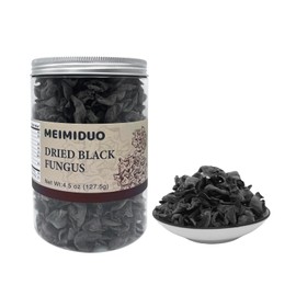 MEIMIDUO Dried Black Fungus Woodear Mushrooms, Premium All Natural Vegan (4.5 Oz)