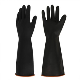 OhMill Heavy Duty Industrial Latex Gloves Long Waterproof Gloves Finger Thickened Protective Gloves Resist Acid and Alkali Reusable Chemical Work Gloves for Men Women Protect Hands Arms 1 Pair