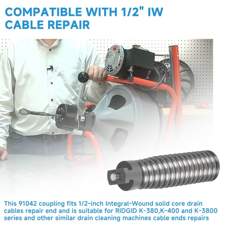 Cutetool 91037 Cable Repair Coupling suitable for RIDGID Drain Cleaner