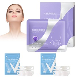 7Pcs Squalane Collagen Neck Mask Double Chin Lifting Mask Set Include 2 V-Face Masks Anti-Wrinkle Patches, Hydrating and Firming Skin,Girls’ Birthday Gifts, Mother’S Day Gifts