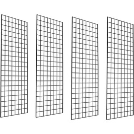 Only Hangers - Commercial Grade Gridwall Panels – 2’ Width x 6’ Height, Pack of 4 (Black Finish)