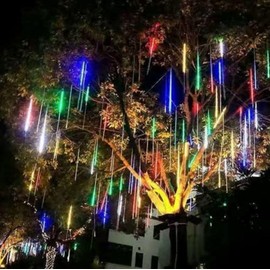 winvin 192 LED Solar Lights Meteor Shower Rain Tree String Light Garden Party Outdoor for Christmas Holiday Party Wedding Tree Decoration (Rainbow)