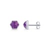 PAVOI Rhodium Plated Hexagon Amethyst Gemstone Stud Earrings for Women